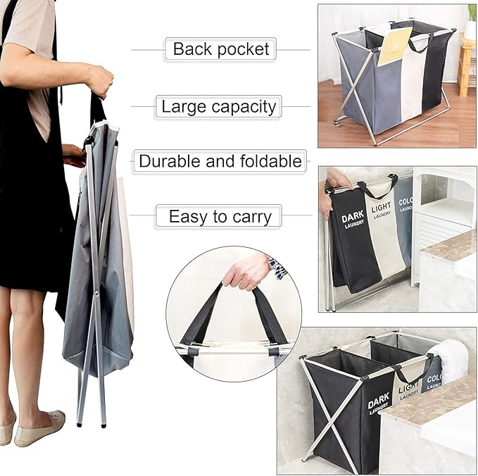 Cesta clasificadora para ropa blanca, color y Negra