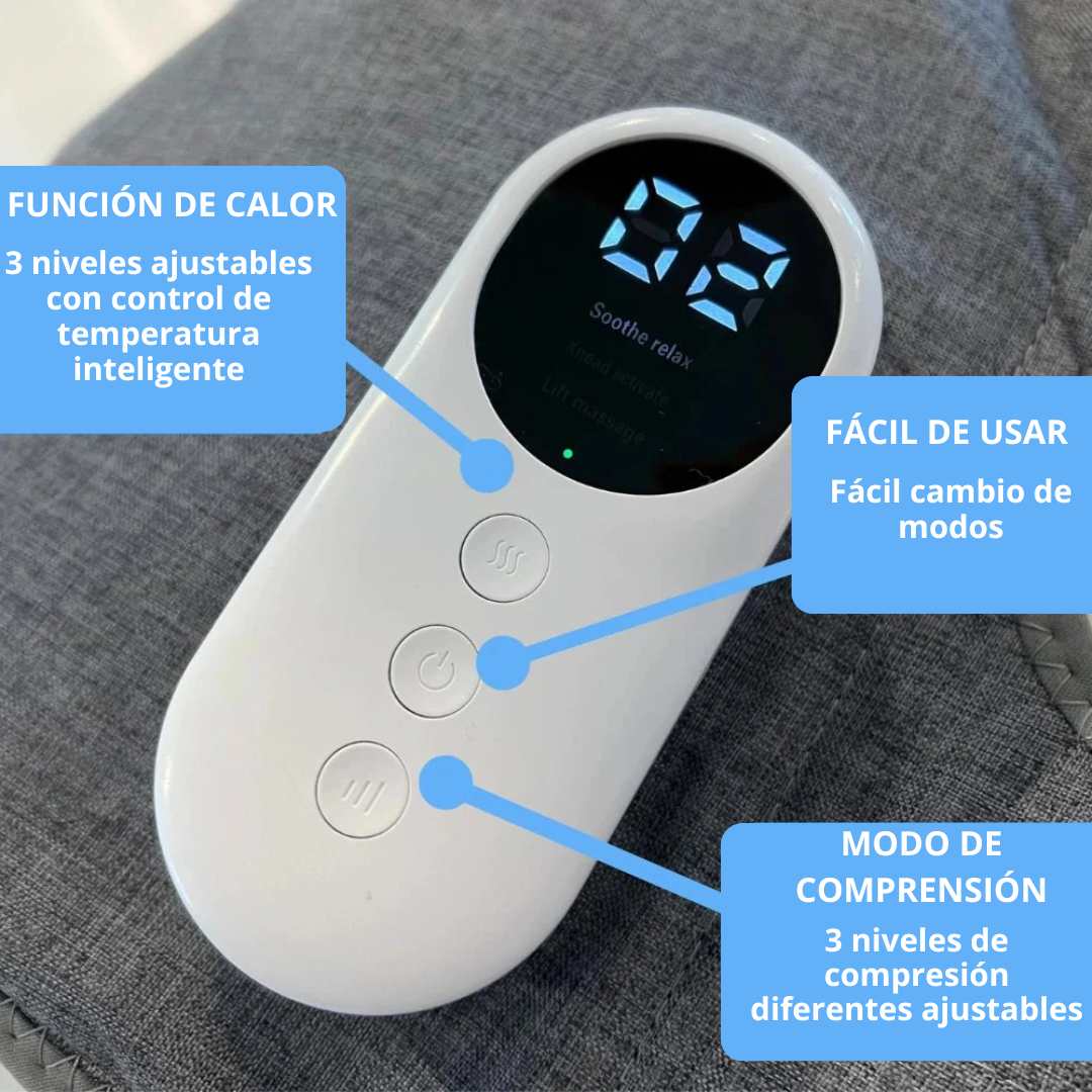 ALIVIOMAX | MASAJEADOR PARA PIERNAS CANSADAS CON TECNOLOGÍA DE COMPRESIÓN, AIRE Y CALOR®️